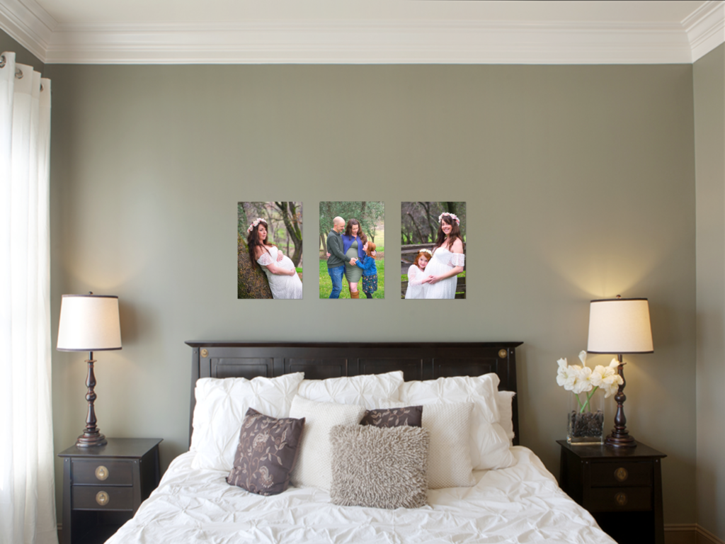 Wall art gallery of maternity portraits taken by Robin Collette Photography, Sacramento Photographer
